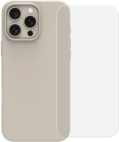 BlueBuilt Backcover iPhone 16 Pro Max Beige + Panzerglas