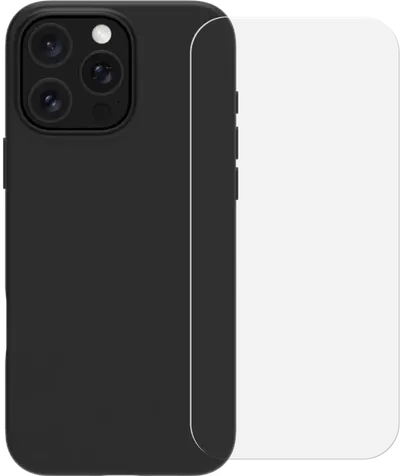 BlueBuilt Backcover iPhone 16 Pro Schwarz + Panzerglas