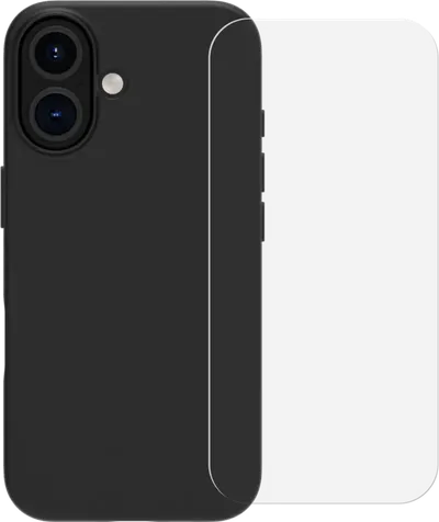 BlueBuilt Backcover iPhone 16 Schwarz + Panzerglas