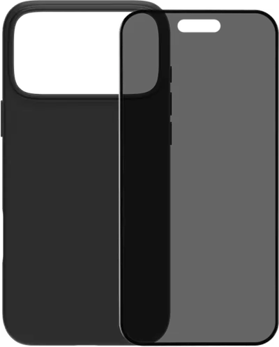 BlueBuilt Backcover iPhone 17 Pro Max Schwarz + BlueBuilt iPhone 17 Pro Max Panzerglas mit Blickschutzfilter