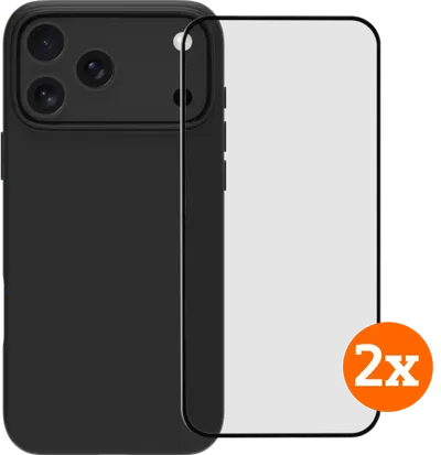 BlueBuilt Backcover iPhone 17 Pro Max Schwarz + Displayschutz Doppelpack