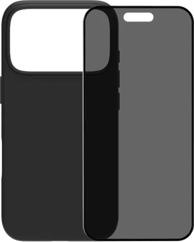 BlueBuilt Backcover iPhone 17 Pro Schwarz + BlueBuilt iPhone 17 Pro Panzerglas mit Blickschutzfilter