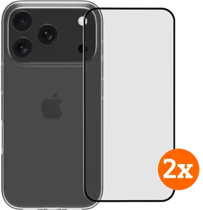 BlueBuilt Backcover iPhone 17 Pro Transparent + Panzerglas Doppelpack