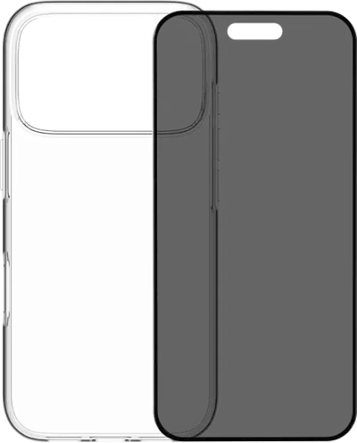 BlueBuilt Backcover iPhone 17 Pro Transparent + BlueBuilt iPhone 17 Pro Panzerglas mit Blickschutzfilter