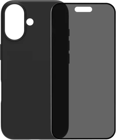 BlueBuilt Backcover iPhone 17 Schwarz + BlueBuilt iPhone 17 Panzerglas mit Blickschutzfilter