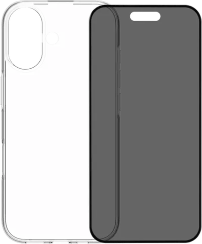 BlueBuilt Backcover iPhone 17 Transparent + BlueBuilt iPhone 17 Panzerglas mit Blickschutzfilter