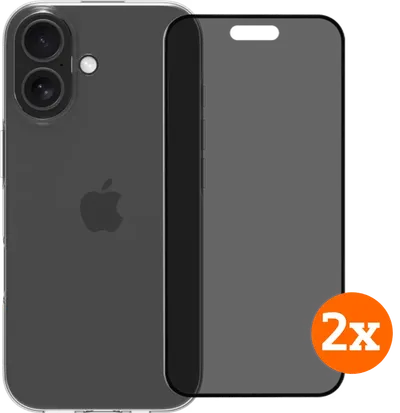 BlueBuilt Backcover iPhone 17 Transparent + Displayschutz mit Blickschutzfilter Doppelpack