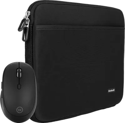 BlueBuilt Laptophülle 30 cm 12 - 13 Zoll Schwarz + Tradendum Maus