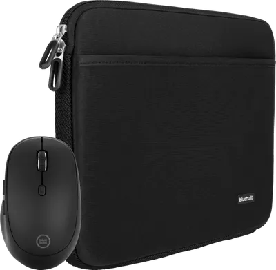BlueBuilt Laptophülle 33 cm 14 Zoll S Schwarz + Tradendum Maus