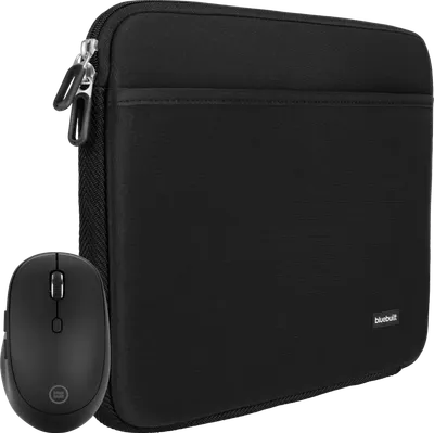 BlueBuilt Laptophülle 36 cm 15 Zoll M Schwarz + Tradendum Maus