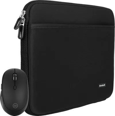 BlueBuilt Laptophülle 36 cm 15 Zoll S Schwarz + Tradendum Kabellose Maus