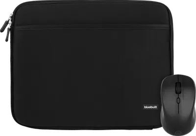 BlueBuilt Laptophülle Breite 30 cm 12 - 13 Zoll Schwarz + Nexum kabellose Maus