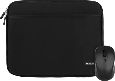 BlueBuilt Laptophülle Breite 31 cm 13 Zoll M Schwarz + Nexum kabellose Maus