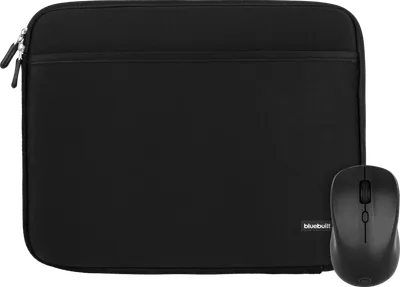 BlueBuilt Laptophülle Breite 32 cm 14 Zoll S Schwarz + Nexum kabellose Maus