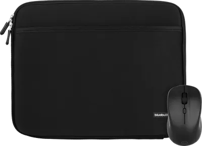 BlueBuilt Laptophülle Breite 33 cm 14 Zoll M Schwarz + Nexum kabellose Maus