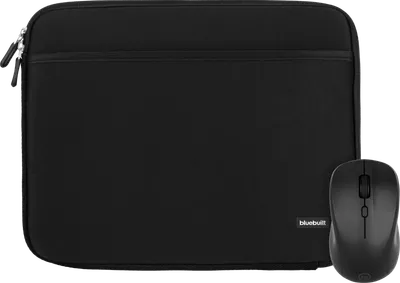 BlueBuilt Laptophülle Breite 33 cm 14 Zoll S Schwarz + Nexum kabellose Maus