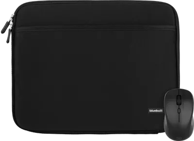 BlueBuilt Laptophülle Breite 36 cm 15 Zoll M Schwarz + Nexum kabellose Maus