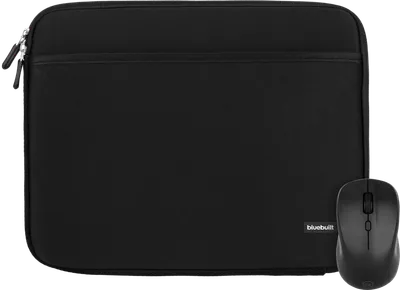 BlueBuilt Laptophülle Breite 36 cm 15 Zoll S Schwarz + Nexum kabellose Maus