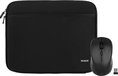 BlueBuilt Laptophülle Breite 37 cm 15-16 Zoll S Schwarz + kabellose Nexum Maus