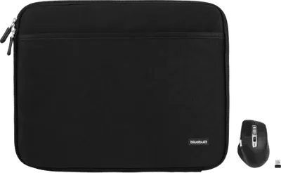 BlueBuilt Laptophülle Breite 37 cm 15-16 Zoll M Schwarz + Maximus Maus
