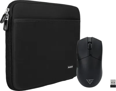 BlueBuilt Laptophülle Breite 41 cm 17 Zoll M Schwarz + Vortech Pro Gaming-Maus