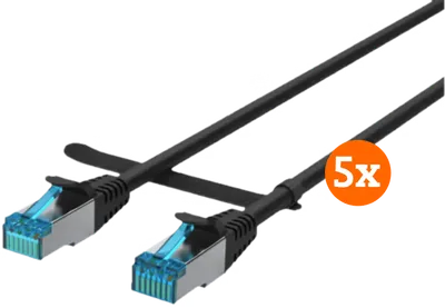 BlueBuilt Netzwerkkabel STP CAT6 0,5 Meter Schwarz 5er-Pack