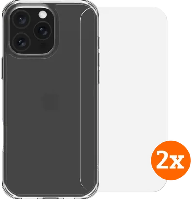 BlueBuilt Protective Backcover iPhone 16 Pro Max Transparent + Displayschutz Doppelpack