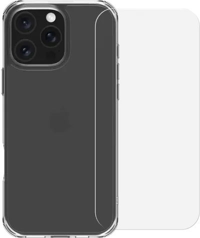BlueBuilt Protective Backcover iPhone 16 Pro Max Transparent + Panzerglas