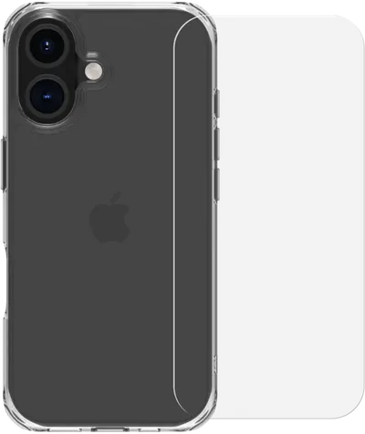 BlueBuilt Protective Backcover iPhone 16 Transparent + Panzerglas