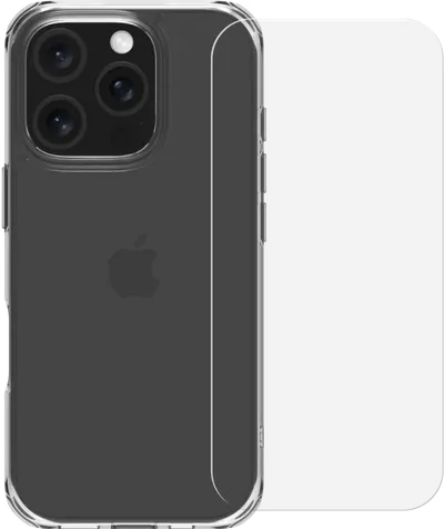 BlueBuilt Protective Backcover iPhone 16 Pro Transparent + Panzerglas