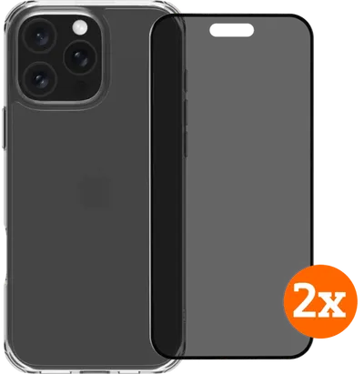 BlueBuilt Protective Backcover iPhone 16 Pro Max + Privacy Displayschutz Doppelpack
