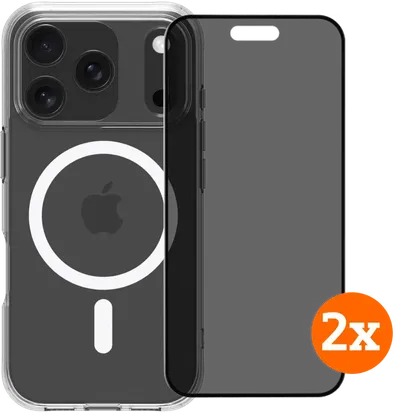 BlueBuilt Protective Backcover MagSafe iPhone 17 Pro + Privacy Displayschutz Doppelpack