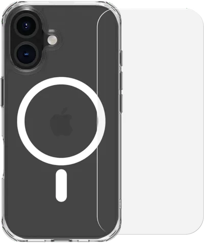 BlueBuilt Protective Backcover mit MagSafe iPhone 16 Transparent + Panzerglas