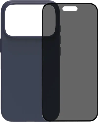 BlueBuilt Protective Backcover mit MagSafe iPhone 17 Pro Blau + BlueBuilt iPhone 17 Pro Panzerglas mit Blickschutzfilter
