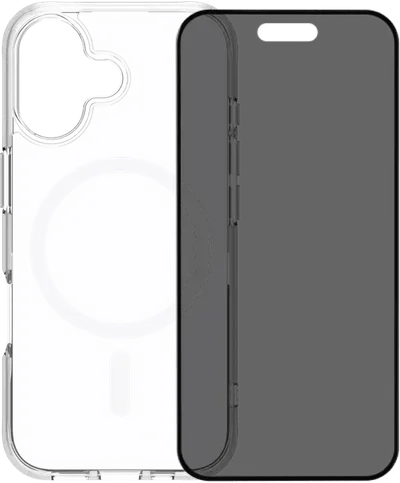 BlueBuilt Protective Backcover mit MagSafe iPhone 17 Transparent + iPhone 17 Panzerglas mit Blickschutzfilter