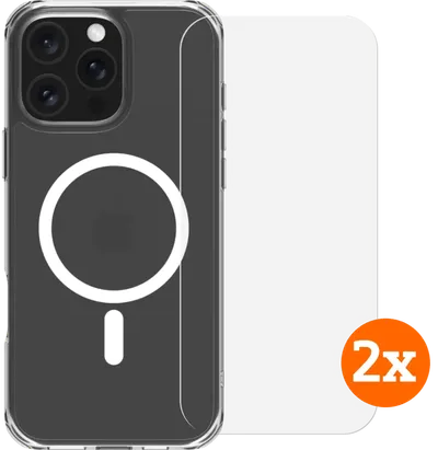 BlueBuilt Protective Backcover mit MagSafe iPhone 16 Pro Max + Displayschutz Doppelpack