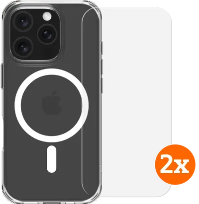 BlueBuilt Protective Backcover mit MagSafe iPhone 16 Pro + Panzerglas Doppelpack