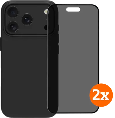 BlueBuilt Protective Cover MagSafe iPhone 17 Pro Black + Privacy Displayschutz Doppelpack