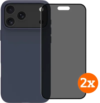 BlueBuilt Protective Cover MagSafe iPhone 17 Pro Max Blau + Privacy Protector Doppelpack