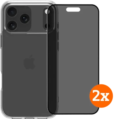 BlueBuilt Protective Cover MagSafe iPhone 17 Pro Max Transparent + Privacy Protector Doppelpack