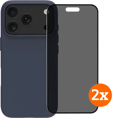 BlueBuilt Protective Cover MagSafe iPhone 17 Pro Blue + Privacy Displayschutz Doppelpack