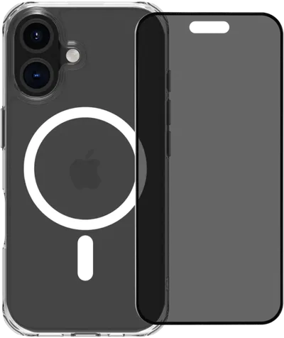 BlueBuilt Protective Cover mit MagSafe iPhone 16 Transparent + Privacy Displayschutz