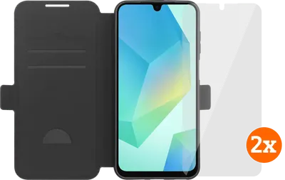 BlueBuilt Samsung Galaxy A17 4G/5G Book Case Schwarz + Panzerglas Doppelpack