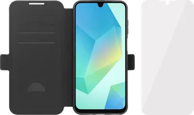 BlueBuilt Samsung Galaxy A17 Book Case Leder Schwarz + BlueBuilt Panzerglas