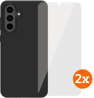 BlueBuilt Samsung Galaxy A56 Backcover Schwarz + Panzerglas Doppelpack