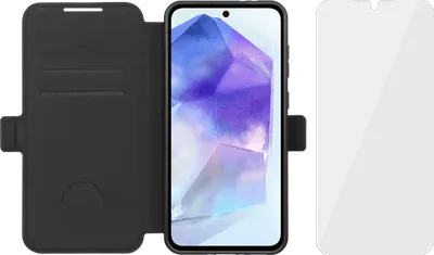 BlueBuilt Samsung Galaxy A56 Book Case Schwarz + Panzerglas