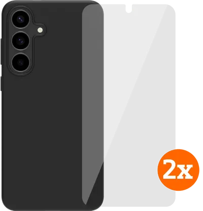 BlueBuilt Samsung Galaxy S25 FE Backcover Schwarz + Panzerglas Doppelpack