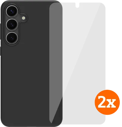 BlueBuilt Samsung Galaxy S25 Plus Backcover Schwarz + Panzerglas Doppelpack