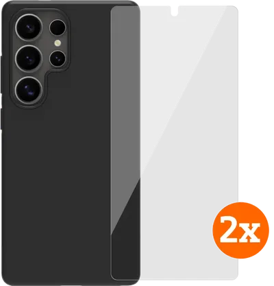 BlueBuilt Samsung Galaxy S25 Ultra Backcover Schwarz + Panzerglas Doppelpack