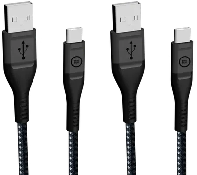BlueBuilt USB-A-auf-USB-C-Kabel 1,5m Kevlar Schwarz Doppelpack